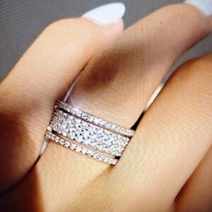 New Dazzling Silver Diamond Pavé Ring
